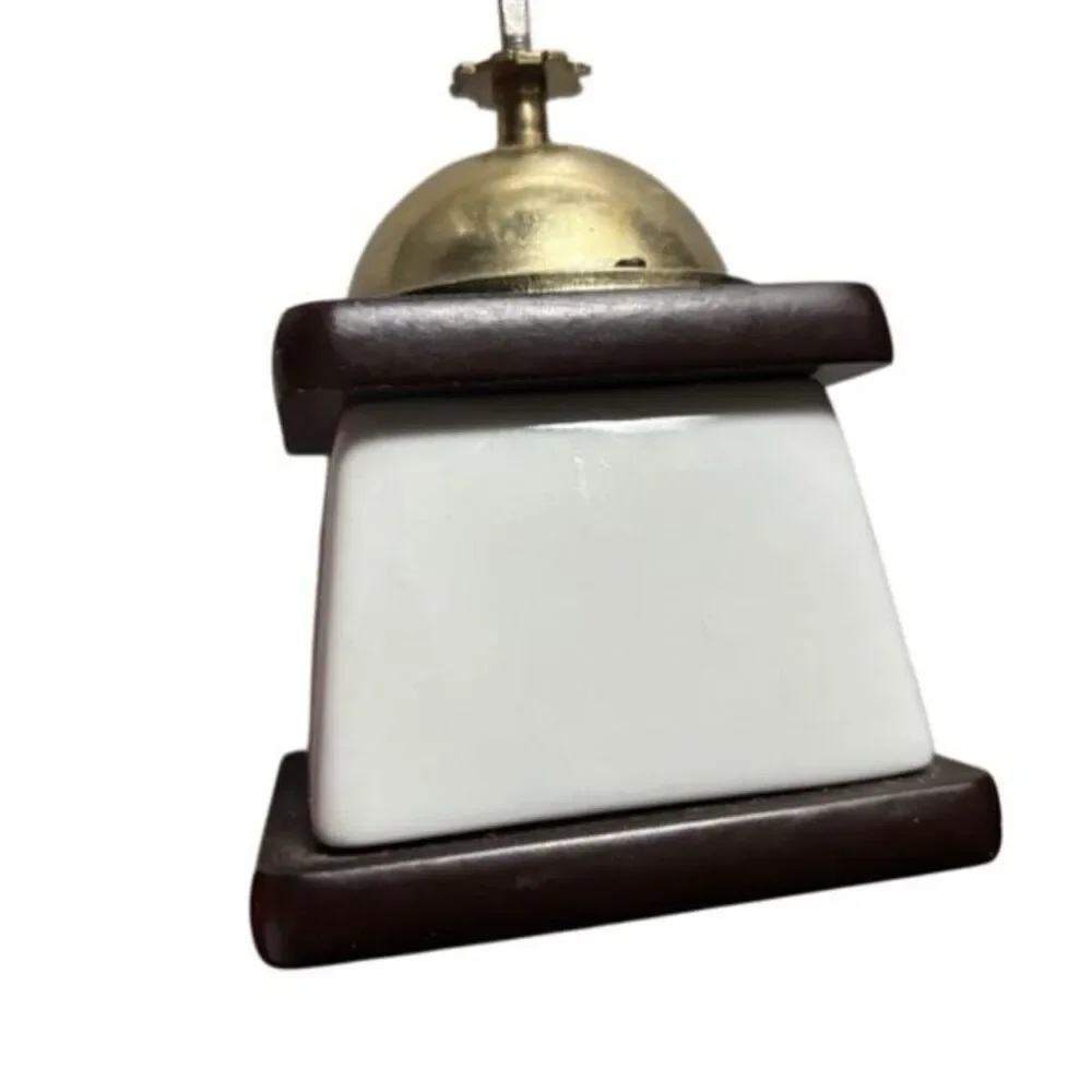 Vintage Small Wood & Porcelain Coffee Grinder -Handle Missing-